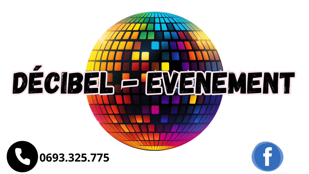 Logo Décibel Événement : boule à facettes multicolore